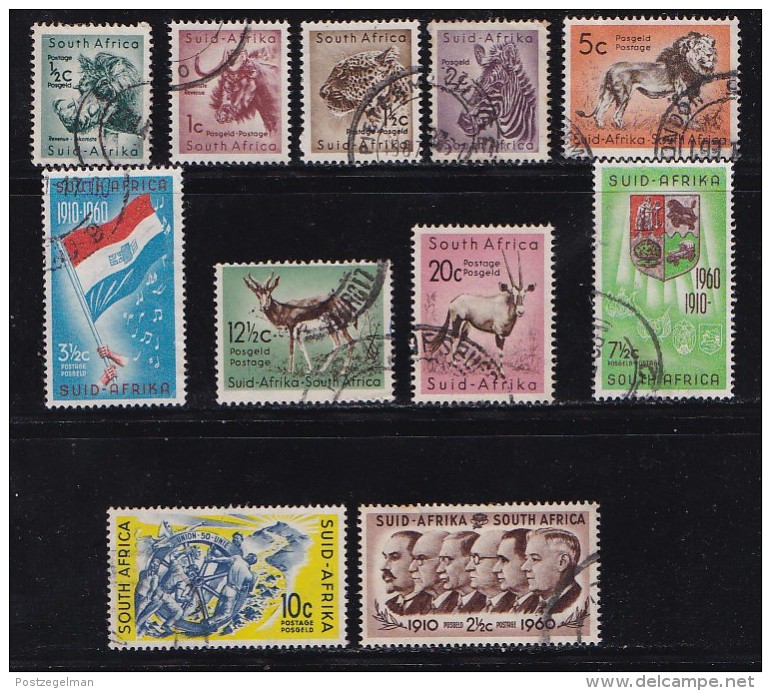 SOUTH AFRICA UNION 1961 Used Stamps Definitive Serie Wildlife 11 Values Only (not Complete 184=196 - Used Stamps