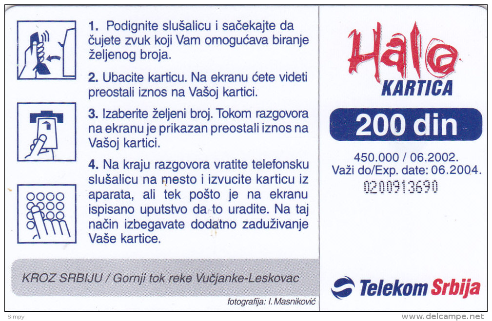 SERBIA  Phonecard With Chip / Forest / River Vu&#269;janka Leskovac / Landscape - Sonstige – Europa