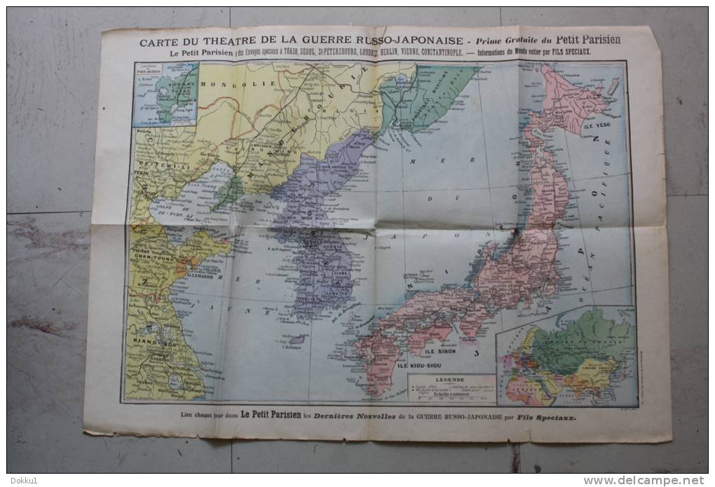 Carte Du Théatre De La Guerre Russo-Japonaise - Le Petit Parisien - Début  XXè. - Cartes Géographiques