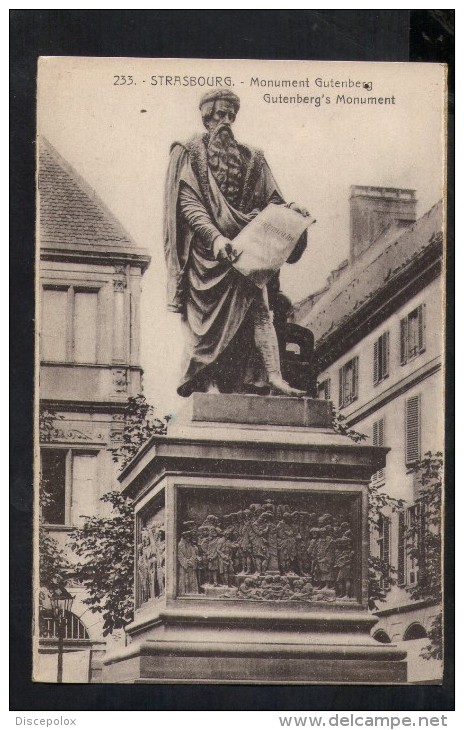 N1428 STRASBOURG -  Statua Monumento Di  Gutember, INVENTORE STAMPA A CARATTERI MOBILI - MONUMENT, STATUE - Ed. Bergeret - Denkmäler