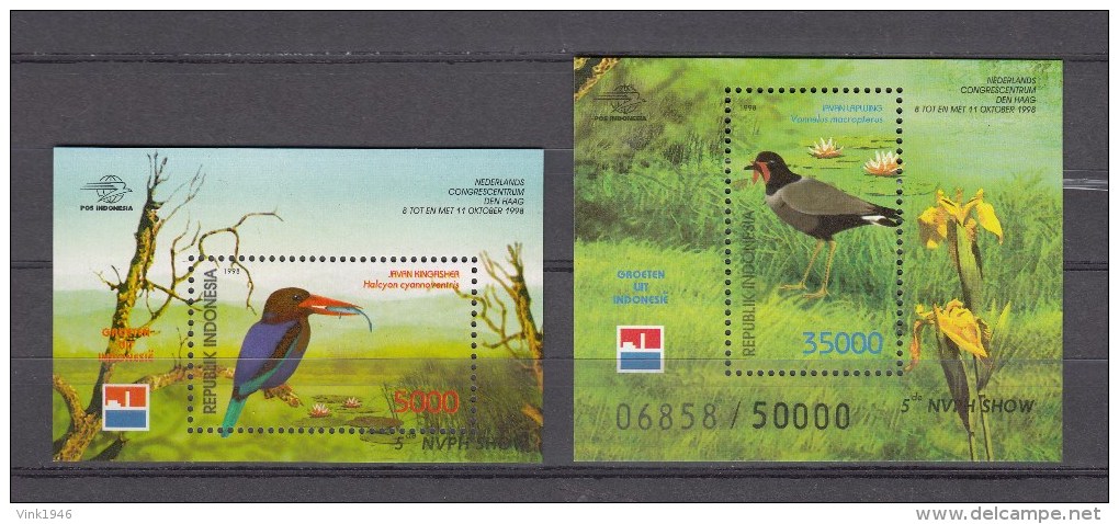 Indonesia 1998, 2 Blocks:birds,vogels,vögel,oiseaux,pajaros,uccelli,aves,MNH/Postfris(D2309 - Autres & Non Classés