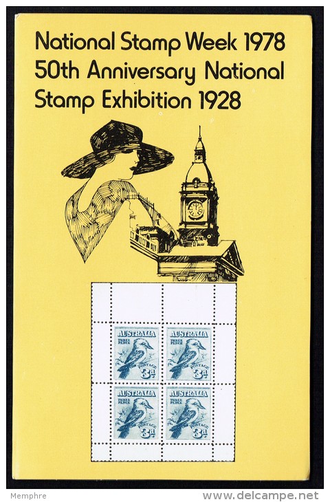 1978 National Stamp Exhibition Kookaburra  Sheet Of 4  In Presentation Pack - Presentation Packs