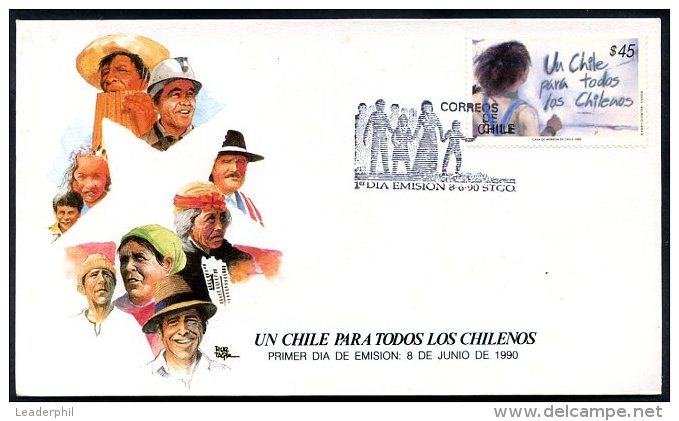 CHILE 1990 - CHILE FOR EVERYONE FDC VF - Chili