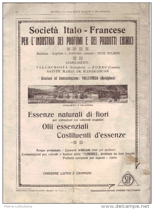 Rivista Italiana Delle Essenze E Profumi - Ann V - N°12 - 15 Décembre 1923 - Parfum - Huiles Essentielles - TRES RARE - Santé Et Beauté
