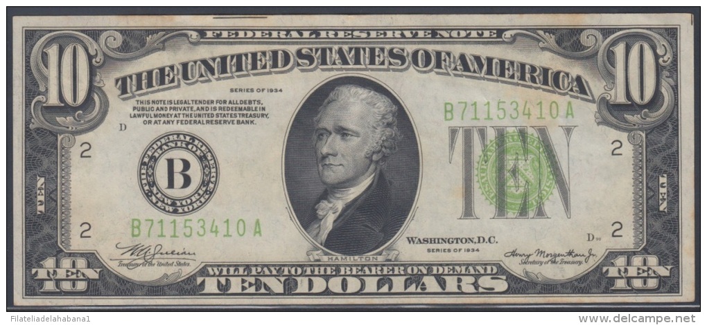 F-EX1100. US 10$ 1934 LETRA B. - Washington