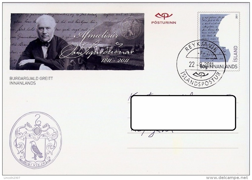 LSJP Iceland Postal Stationery Personality 2011 - Entiers Postaux