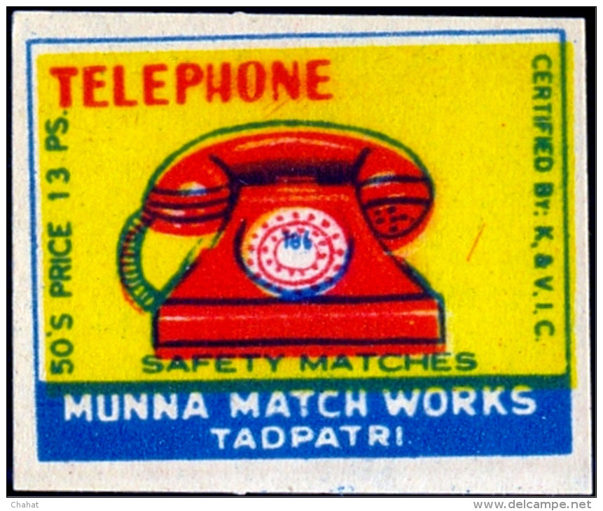 TELEPHONE-COMMUNICATION-MATCHBOX LABELS-SAFETY MATCHES-VINTAGE LABELS FROM INDIA-MB-128 - Boites D'allumettes - Etiquettes