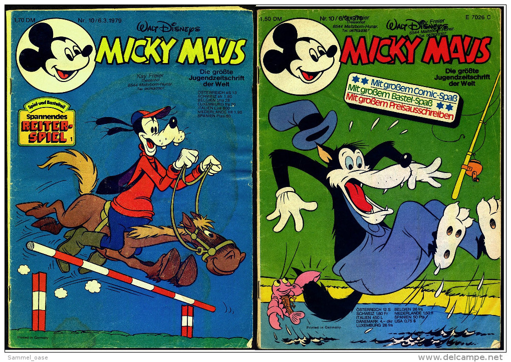 2 X Micky Maus Comic  -  Nr. 10 Von 1976  -  Nr. 10 Von 1979 - Micky Maus
