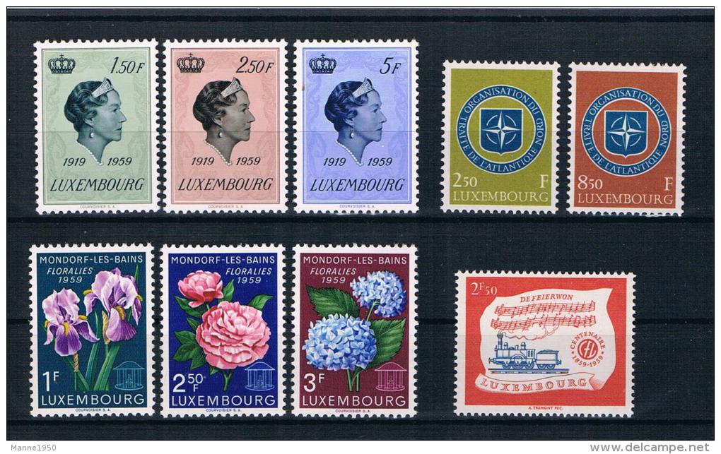 Luxemburg 1959 Kleines Lot 9 Werte ** - Nuovi