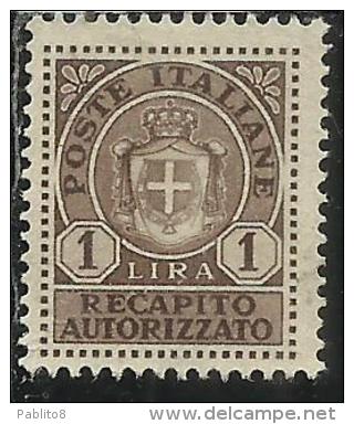 ITALIA REGNO ITALY KINGDOM 1946 LUOGOTENENZA RECAPITO AUTORIZZATO LIRE 1 LIRA USATO USED USATO - Geautoriseerde Privédienst