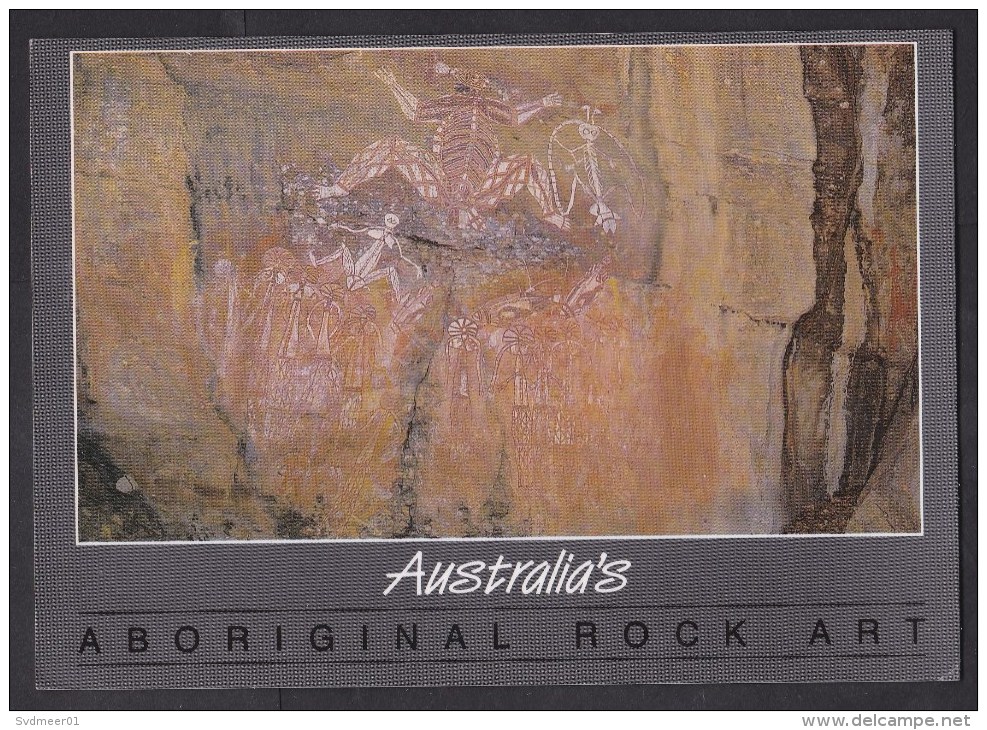 Australia: Picture Postcard To Germany, 1993, 1 Stamp, Sports, Running, Air Label, Card: Rock Art (traces Of Use) - Brieven En Documenten