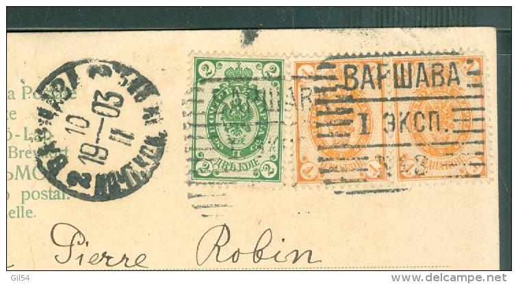 CPA " Type De Russie" Oblitéré Bapwaba N°3 ( Varsovie Poste N°3) En 1903 Pour La France - Lm19802 - Cartas & Documentos