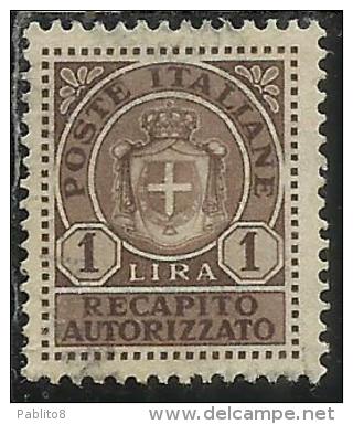 ITALIA REGNO ITALY KINGDOM 1946 LUOGOTENENZA RECAPITO AUTORIZZATO LIRE 1 LIRA USATO USED USATO - Service Privé Autorisé