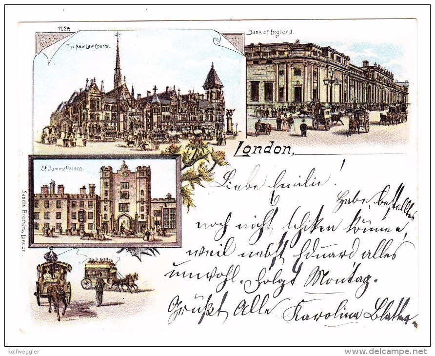 AK GB (11.3 X 8.7cm) London Litho Ges. 17.2.1900 Walzenhausen Nach Rheineck - Autres & Non Classés