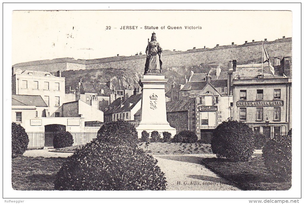 AK GB Jersey Statue Of Queen Victoria Ges. 23.8.1907 Jersey Foto H.G. Allix - Autres & Non Classés