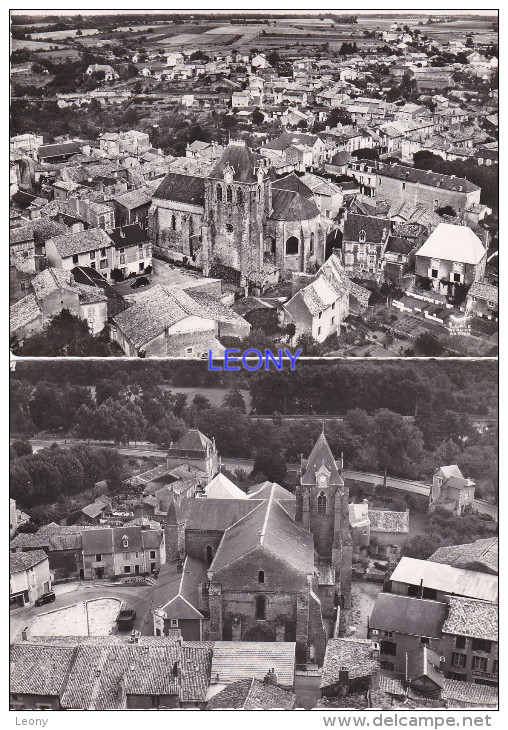 2 CPSM 10X15  De VIVONNE  (86) -  EN AVION AU-DESSUS DE ... L' Eglise Et Vue Générale - L' Eglise - Vivonne