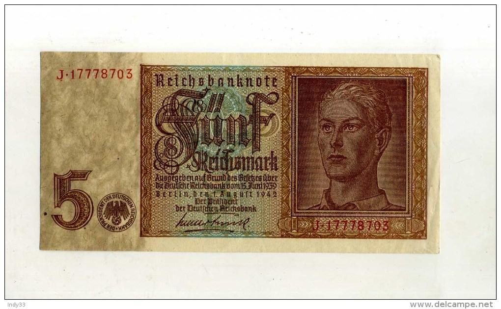 - ALLEMAGNE 1933/45 . 5 REICHSM. 1942 . - 5 Reichsmark