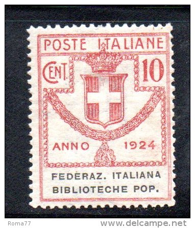 Y267 - REGNO , Parastatali N. 34 *** Federaz.Italiana Biblioteche Pop. - Franchigia