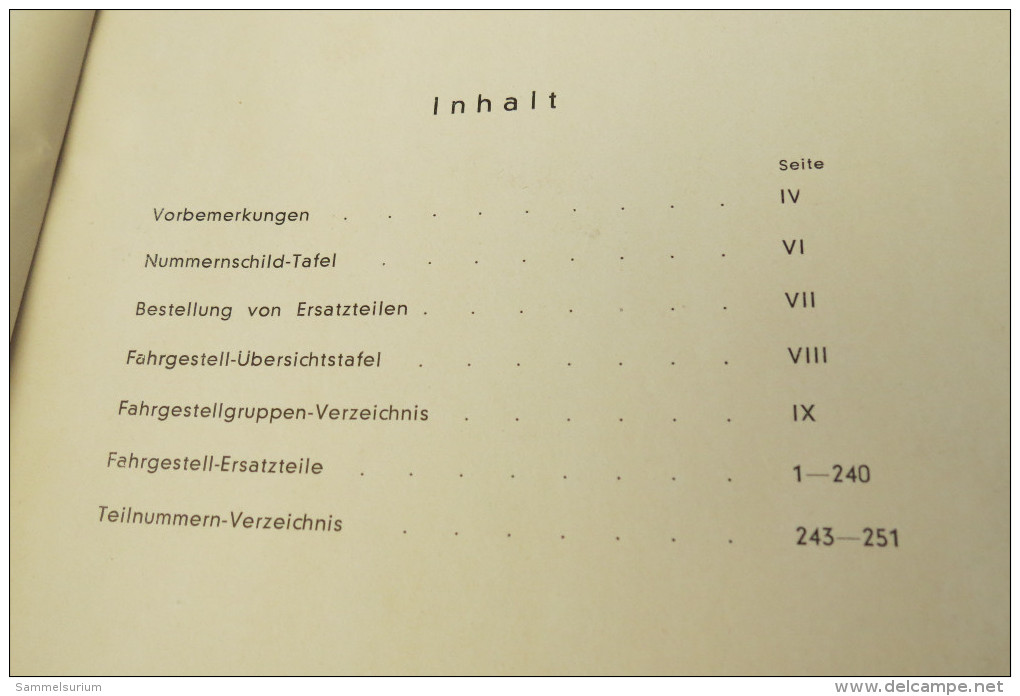 Mercedes-Benz Typ O 3500 Fahrgestell-Ersatzteilliste O 312 Ausgabe B Von 1951 - Técnico