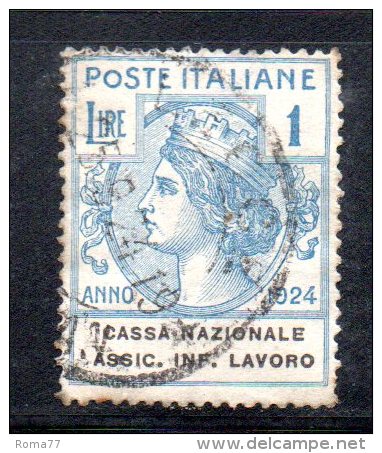 Y282 - REGNO , Parastatali 1 Lira N. 22 Usato Cassa Nazionale Assic,inf.lavoro - Franchigia