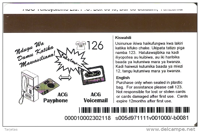 TARJETA DE TANZANIA DE 1000 UNITS DE ACG TELESYSTEMS CON BANDA MAGNETICA - Tanzania