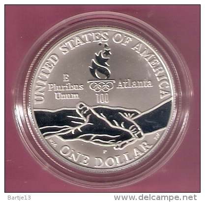 AMERIKA DOLLAR 1995P ZILVER PROOF ATLANTA OLYMPICS 1996 CYCLING - Commemoratifs