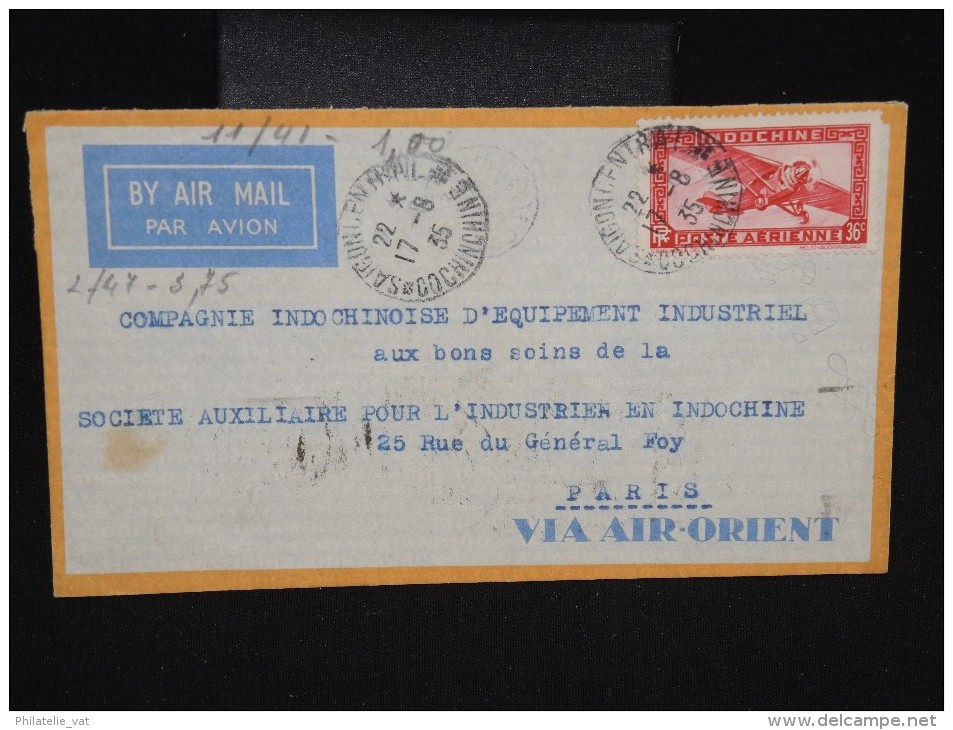 FRANCE - INDOCHINE - Enveloppe De Saigon Pour Paris En 1935 Via Air Orient - Aff. Plaisant - à Voir  - Lot P9077 - Luftpost