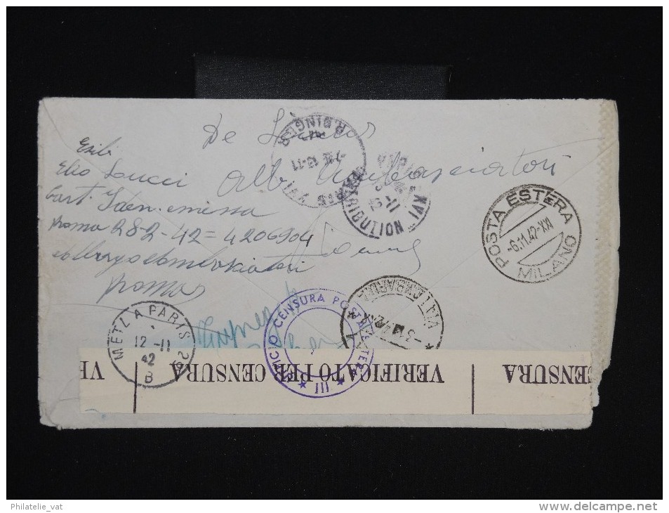 ITALIE - Enveloppe ( Avec Manque) En Expréss De Rome Pour Paris En 1942 Avec Censures - à Voir  - Lot P9078 - Poste Exprèsse