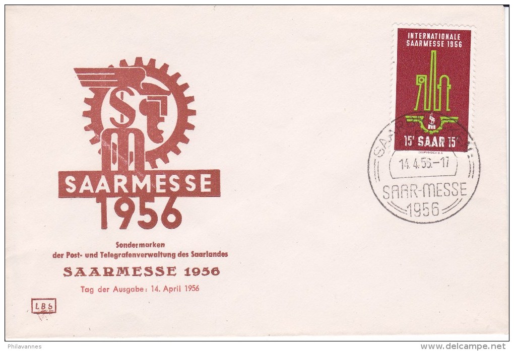 SAAR, SAARBRUCKEN, FDC, 1956, N°350,SAAR-MESSE ( 181101/02) - FDC