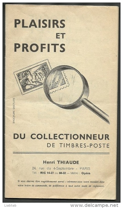 TIMBRES POSTE = BROCHURE  THIAUDE DU COLLECTIONNEUR  DE 1961 - Catalogues For Auction Houses