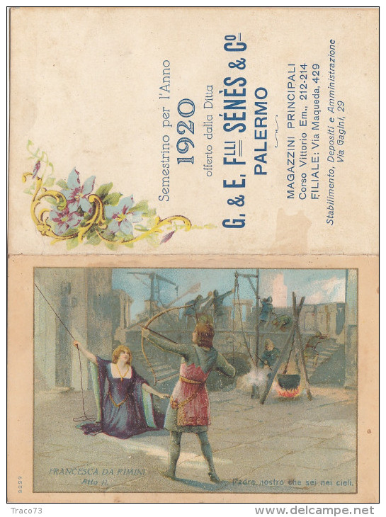 PALERMO 1920 - Calendario Pubblicitario /  G.& E. Flli Sénès & C. - Formato Piccolo : 1901-20