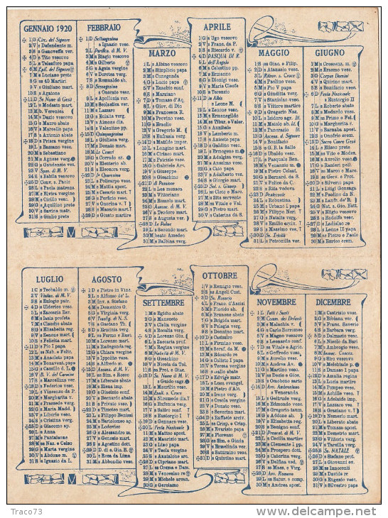 PALERMO 1920 - Calendario Pubblicitario /  G.& E. Flli Sénès & C. - Kleinformat : 1901-20