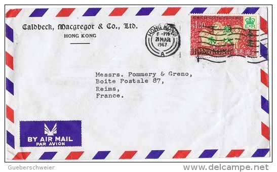 L-GB 86 - HONG-KONG N° 226 Année Du Bélier 1967 Sur Lettre Par Avion Pour Reims - Cartas & Documentos