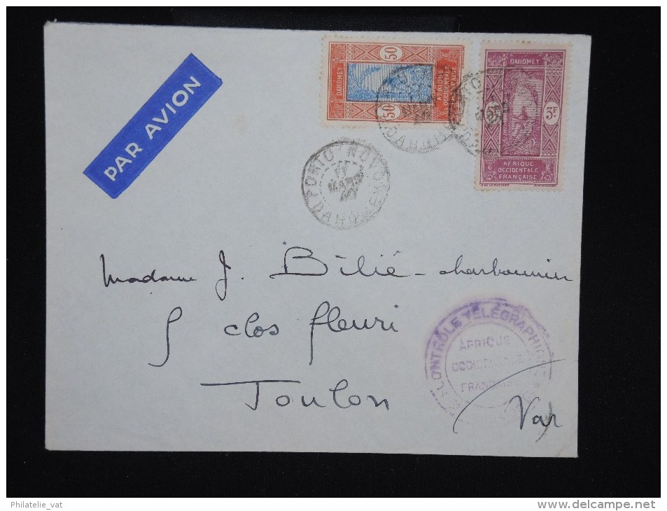 FRANCE - DAHOMEY - Enveloppe De Porto Novo Pour¨Toulon En 1940 - Cachet " Controle Télégraphique" - à Voir - Lot P9098 - Brieven En Documenten