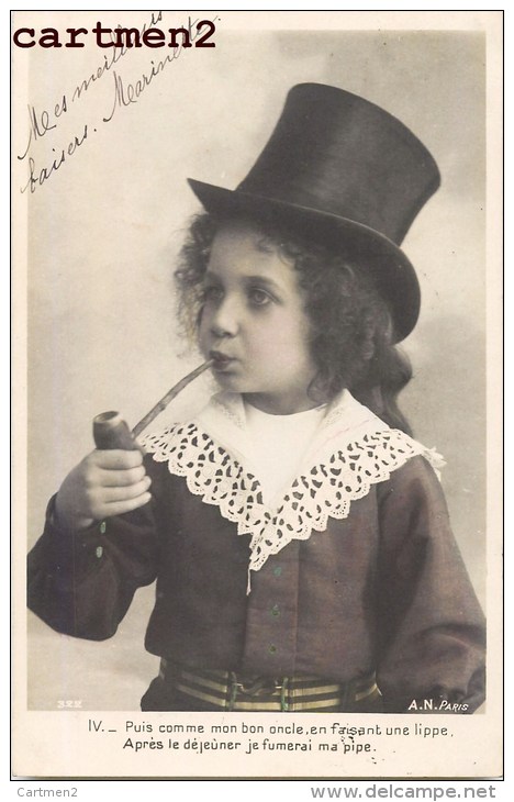 SERIE DE 5 CPA : FILLETTE ENFANT AU CIGARE ET A LA CIGARETTE TABAC HUMOUR ENFANTINA CARTE PHOTO COSTUME - Ritratti