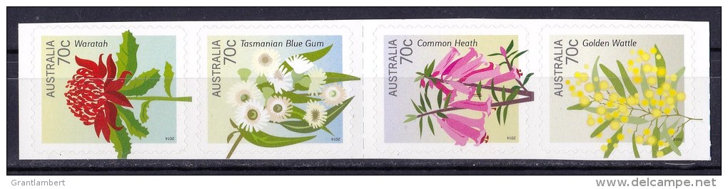 Australia 2014 State Floral Emblems 70c Strip Of 4 Self-adhesives MNH - Ongebruikt