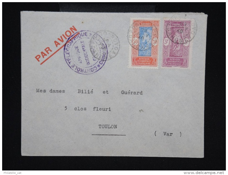 FRANCE - DAHOMEY - Enveloppe De Porto Novo Pour Toulon En 1940  Avec Controle Télégraphique - à Voir - Lot P9109 - Covers & Documents