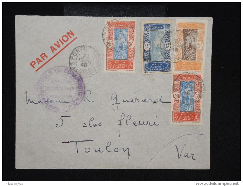 FRANCE - DAHOMEY - Enveloppe De Porto Novo Pour Toulon En 1940 Avec Controle Télégraphique - à Voir - Lot P9117 - Briefe U. Dokumente