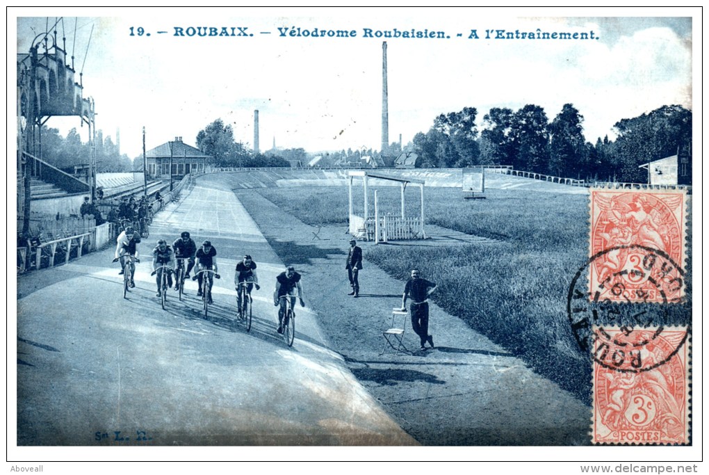 19213  France Roubaix 1908  Yelodrome Roubaisien  A L'entrainement Race Cycling Training Postmarked Gano  Roubaix - Cycling