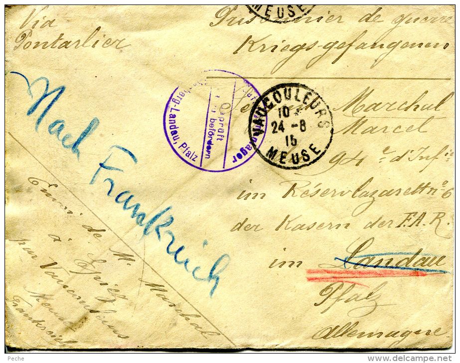 N°43827 -lettre Adressée à Un Prisonnier En Allemagne-Landau Ebenbergè - Guerre De 1914-18