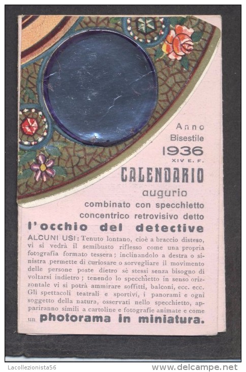 7383-CALENDARIETTO DEL 1936 - COMBINATO CON SPECCHIETTO CONCENTRICO RETROVISIVO DETTO L'OCCHIO DEL DETECTIVE - Formato Piccolo : 1921-40