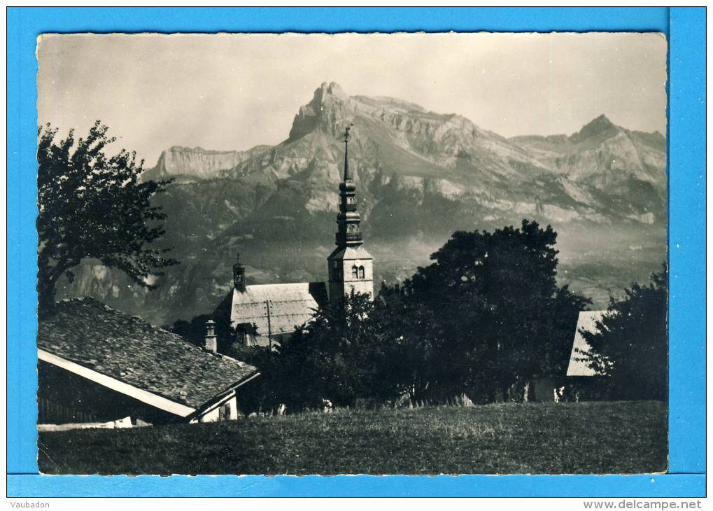 CP, 74, Combloux, Le Clocher Et L'Aiguille Du Varan, Voyagé - Combloux