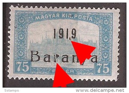 1919  18-34   BARANYA  UNGARN SERBIA JUGOSLAVIJA OVERPRINT  INTERESSANT  - TYP II NEVER HINGED - Baranya