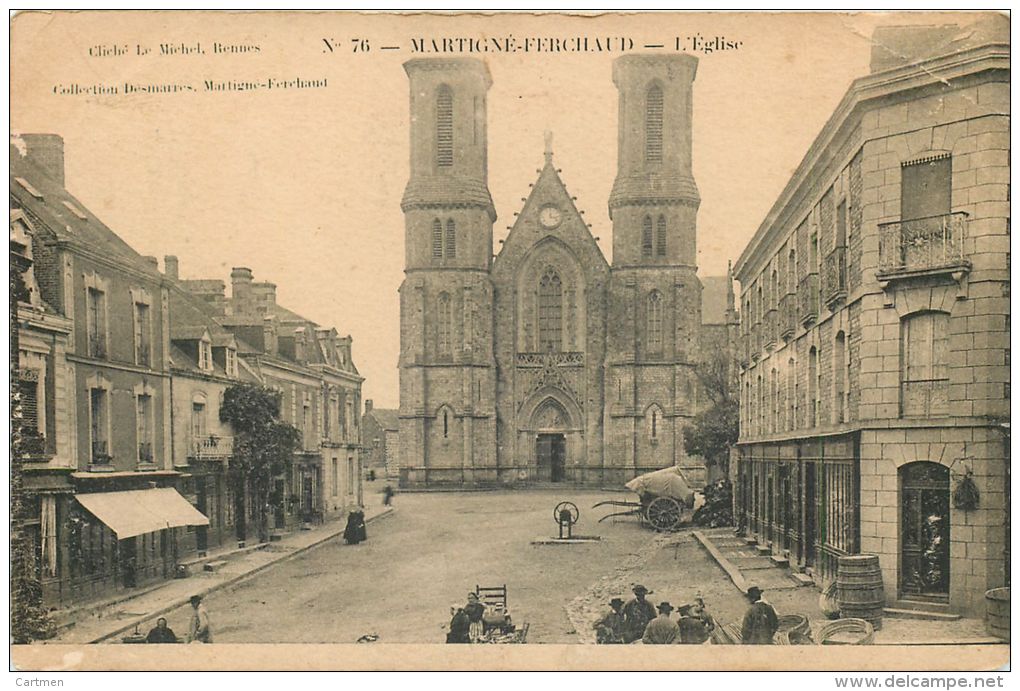 35 MARTIGNE FERCHAUD  L'EGLISE  CARTE PIONNIERE VOYAGE - Autres & Non Classés