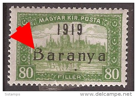 1919  18-34   BARANYA  UNGARN SERBIA JUGOSLAVIJA OVERPRINT  INTERESSANT  - TYP II  HINGED - Baranya