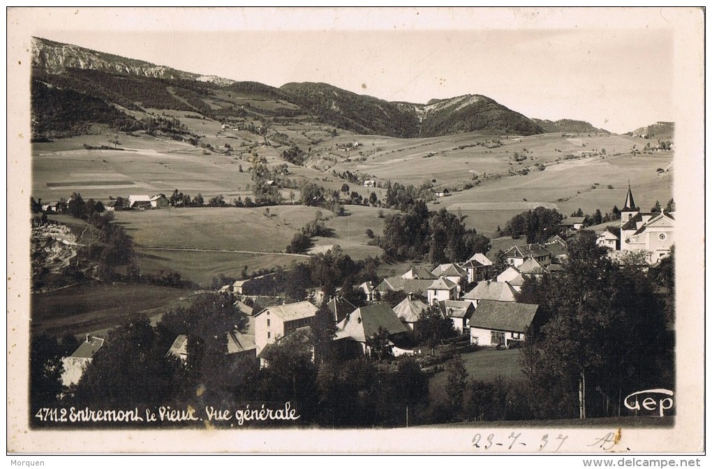 14561.  Postal ENTREMONT Les VIEUX (Savoie) 1937. Vue Generale - Cartas & Documentos