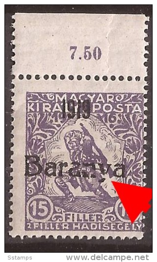 1919  15-17   BARANYA  UNGARN SERBIA JUGOSLAVIJA OVERPRINT  INTERESSANT  - TYP II NEVER  HINGED - Baranya