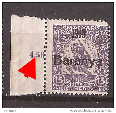 1919  15-17   BARANYA  UNGARN SERBIA JUGOSLAVIJA OVERPRINT  INTERESSANT  - TYP II NEVER  HINGED - Baranya