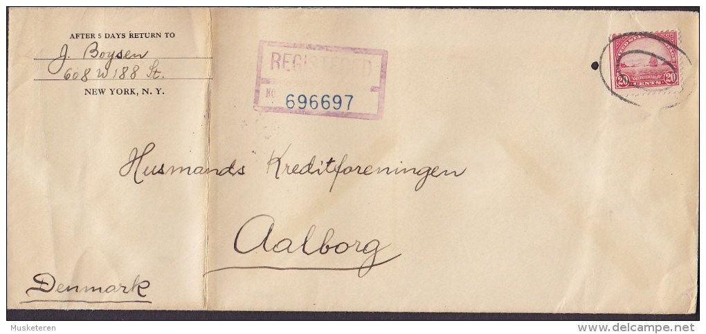 United States Registered Recommandé NEW YORK Washington Station 1930 Cover Lettre AALBORG Denmark (2 Scans) - Special Delivery, Registration & Certified