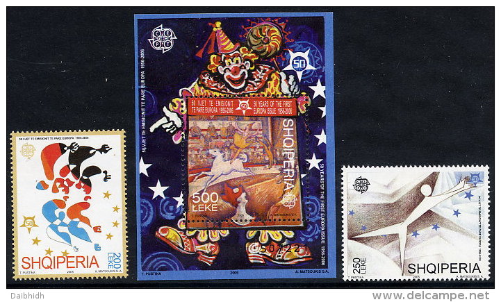 ALBANIA 2005 50th Anniversary Of Europa Stamps  2 Stamps + Block MNH / **.  Michel 3045-46, Block 157 - Albanien